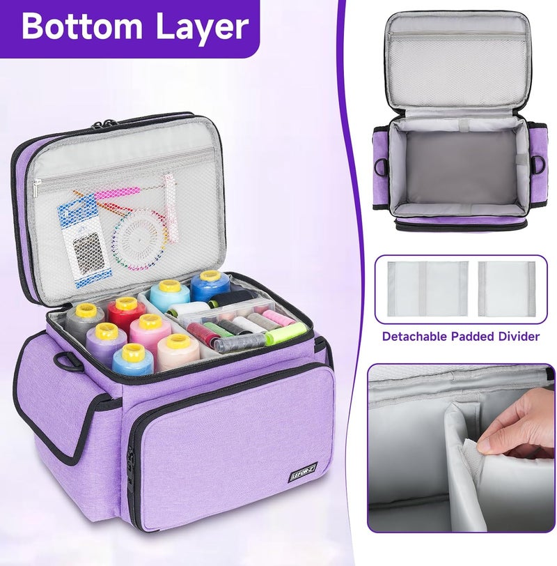 LEFORZ Sewing Supplies Organizer Storage Bag,Double-Layer Protable Travel Sewing Basket for Sew Accessories & Tools,Purple(Bag Only) - Image 4